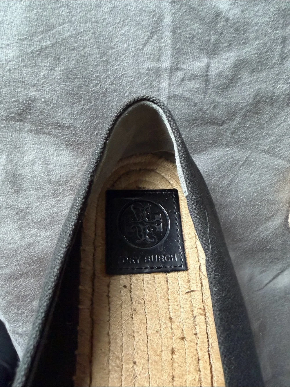 Tory Burch Poppy Black Logo Espadrille Slip-On